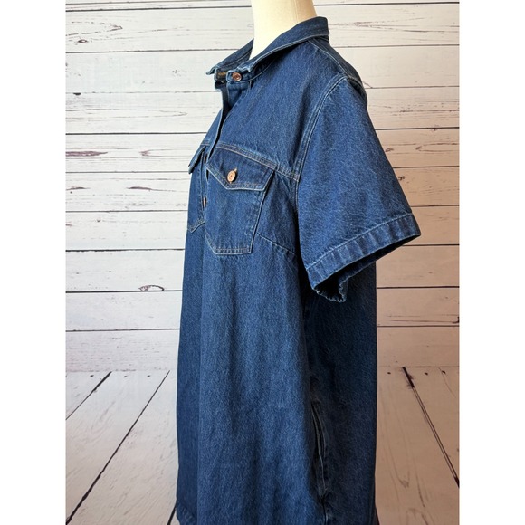 GAP Denim Dress Jean size XLT XL Tall Extra large Popover A Line Pockets Y2K 80s - Picture 12 of 14